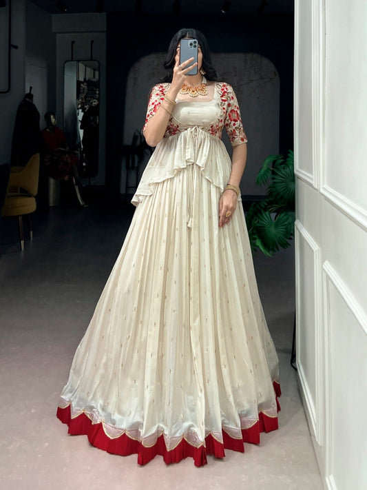 Chocolate Silk Sequins Embroidered Co-ord Lehenga Set with Stylish Peplum Koti