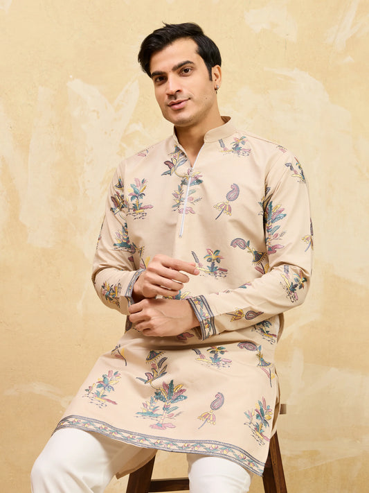 Graceful Beige Viscose Silk Kurta Set for Special Occasions