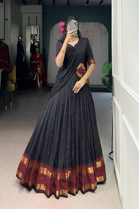 Pure Chanderi Zari Weaving Lehenga Choli With Dupatta