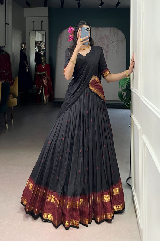 Pure Chanderi Zari Weaving Lehenga Choli With Dupatta