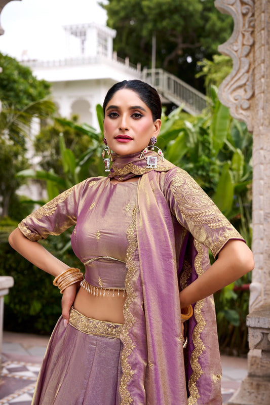 Festive Fendi Sequins and Thread Embroidery Work  Lehenga Choli with Dupatta