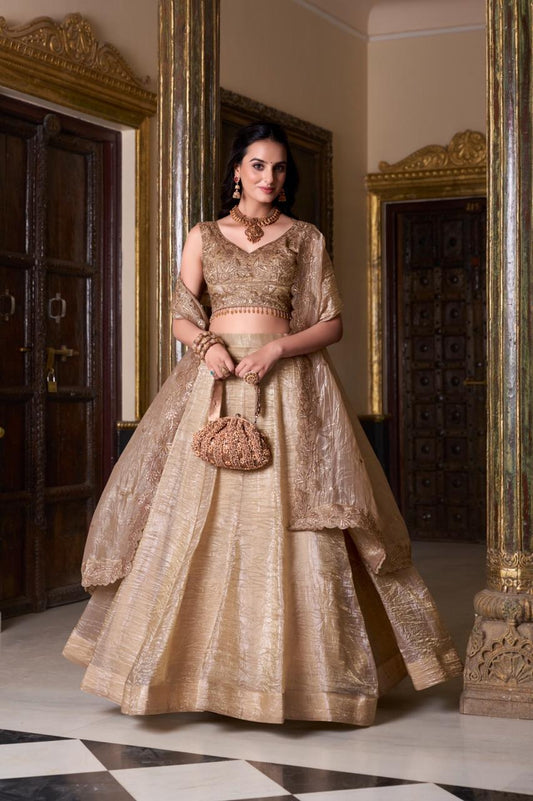 Gold Crush Elegant Lehenga Choli Set With Dupatta