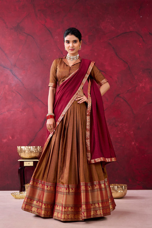 Classic Narayan Pet Cotton Zari Work Lehenga Choli For Women 