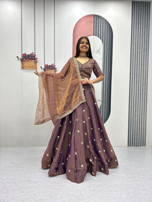 Elegant Mosh Thread Sequence Work Lehenga Choli Set for Women 