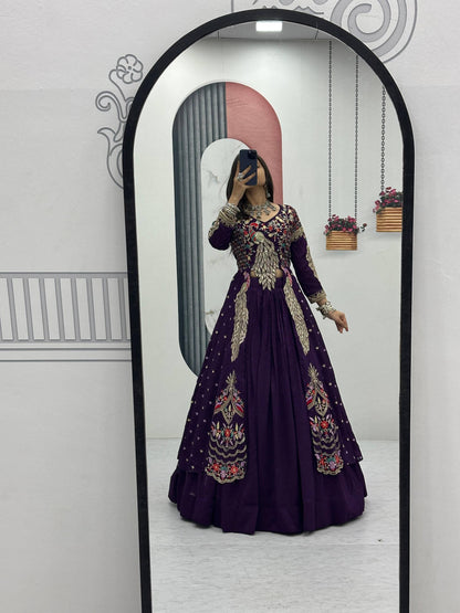 Festival Special Vichitra Silk Crop Top with Shrug & Lehenga 