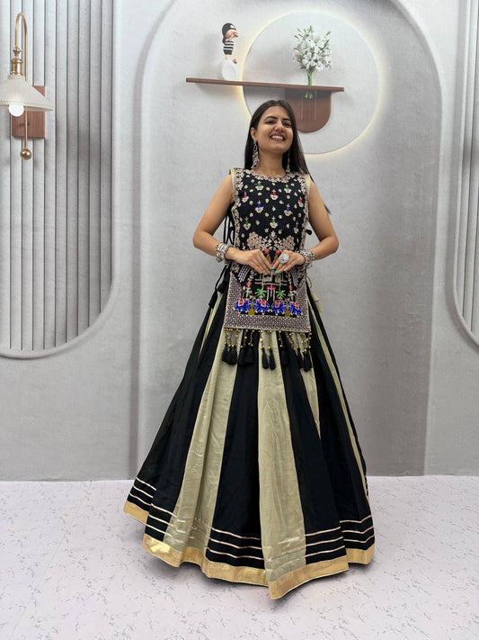 Designer Vichitra Silk Shrug With Lehenga Set | Tulip Designer 