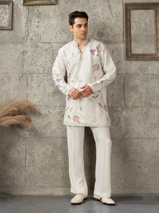 White Japanese Lachka Kurta Set | Tulip Designer