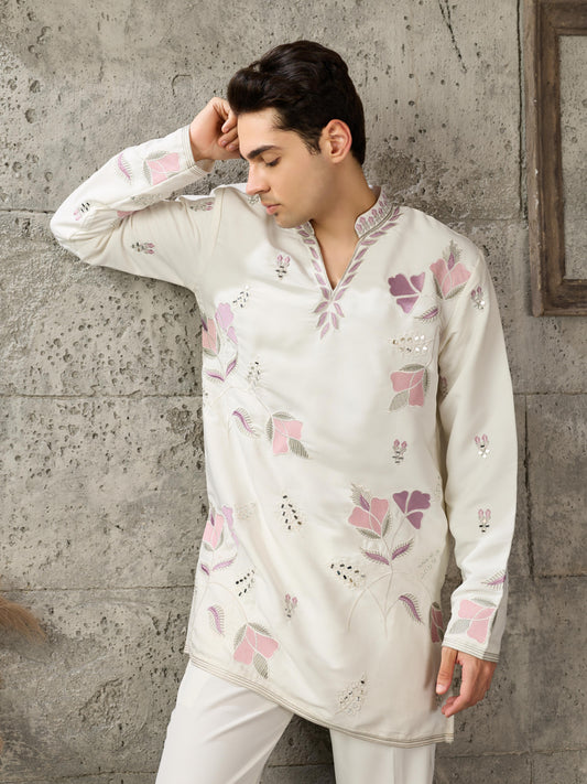 White Japanese Lachka Kurta Set | Tulip Designer